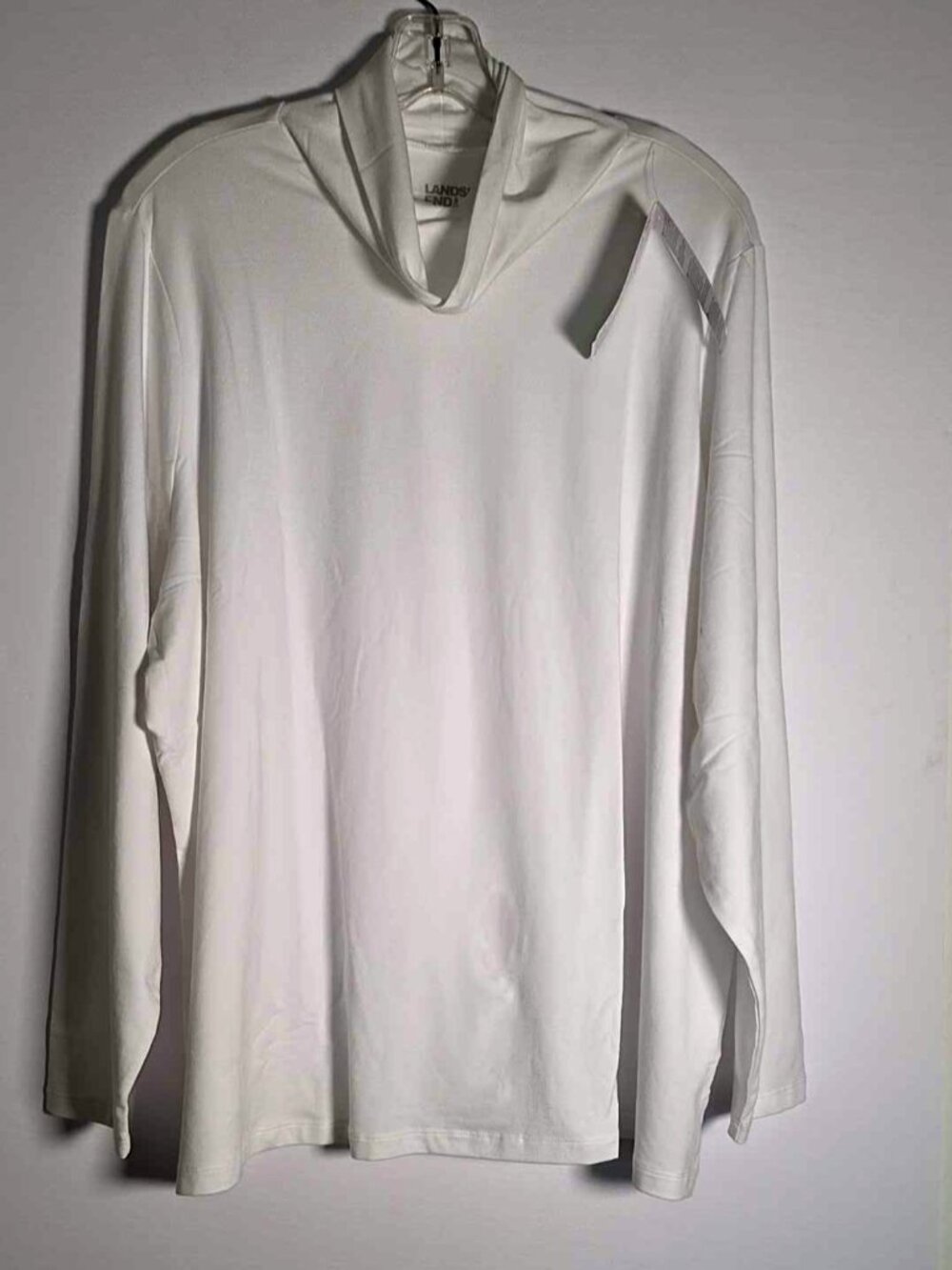 NWT Lands End Womens 3X White Turtleneck Top TENCEL Modal Long Sleeve Plus